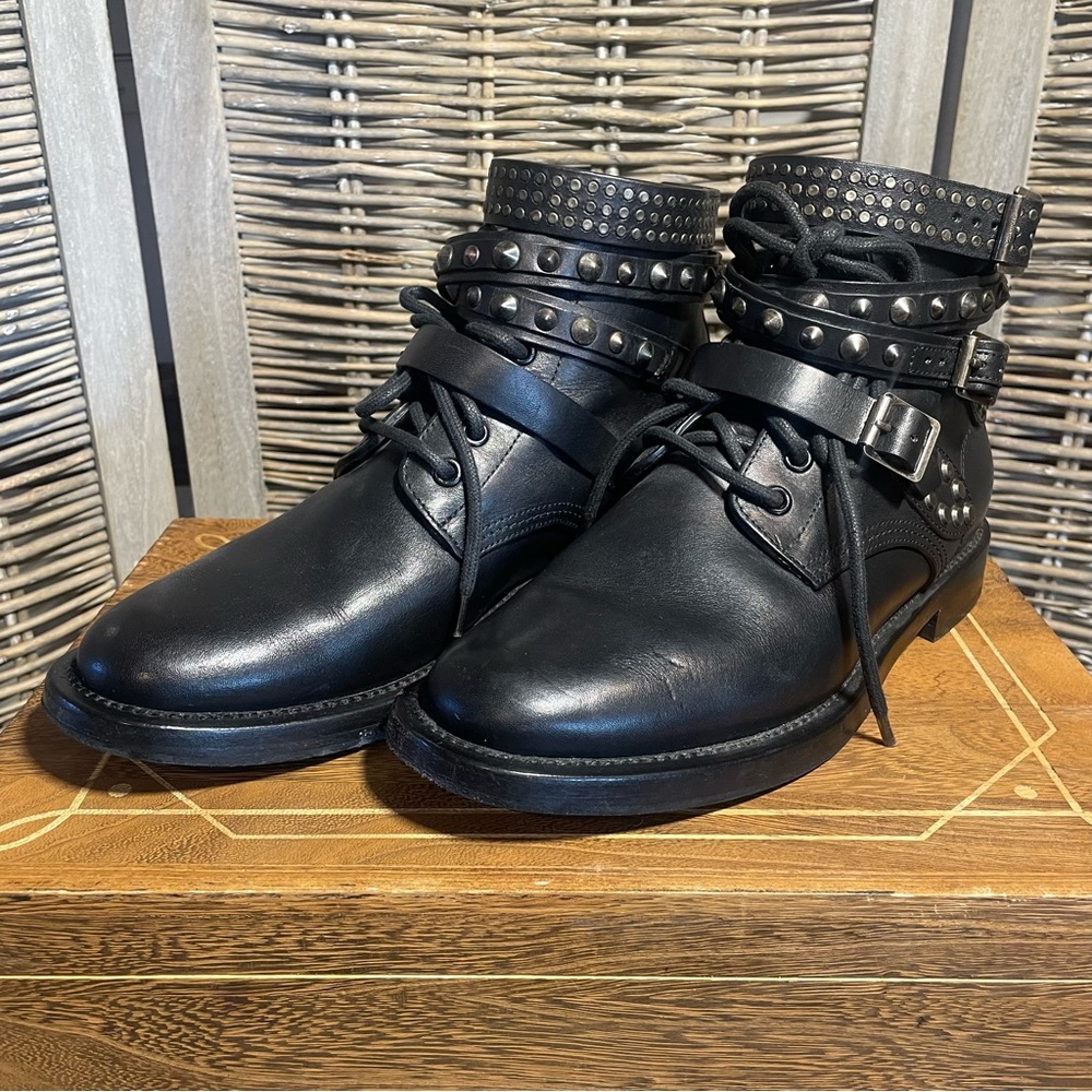 Saint Laurent Studded Ankle Strap ‘Ranger Boot’ - size 37.5 - Picture 2 of 10